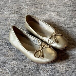 Gold Ballet Flats - girls size 2 - bow detail
